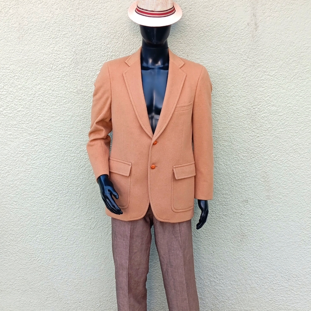 RICHMOND MEN'S VINTAGE (2) BUTTON PURE CAMEL HAIR LUXURY BLAZER (USA)